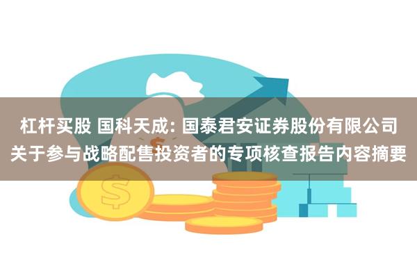 杠杆买股 国科天成: 国泰君安证券股份有限公司关于参与战略配售投资者的专项核查报告内容摘要